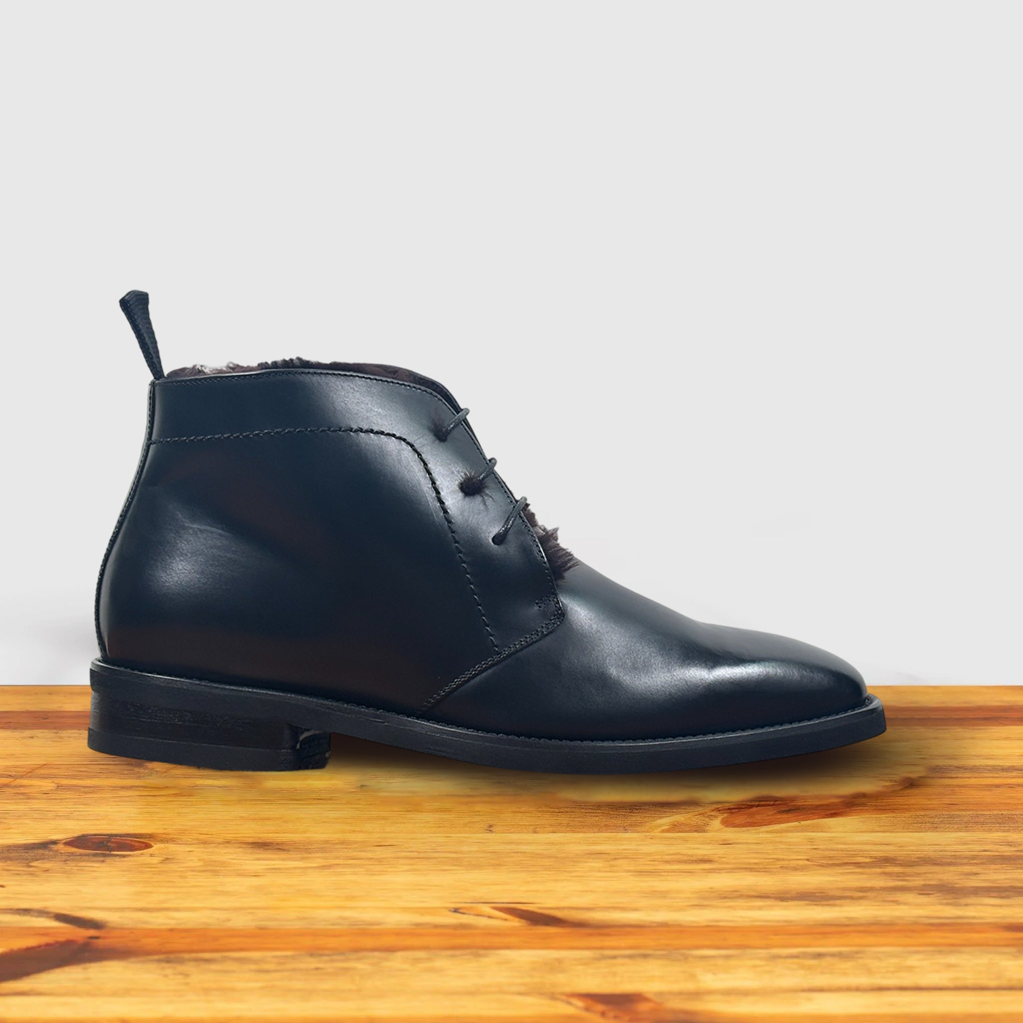 Gova Calzoleria Toscana Shearling Demi Dress Casual Boot Black