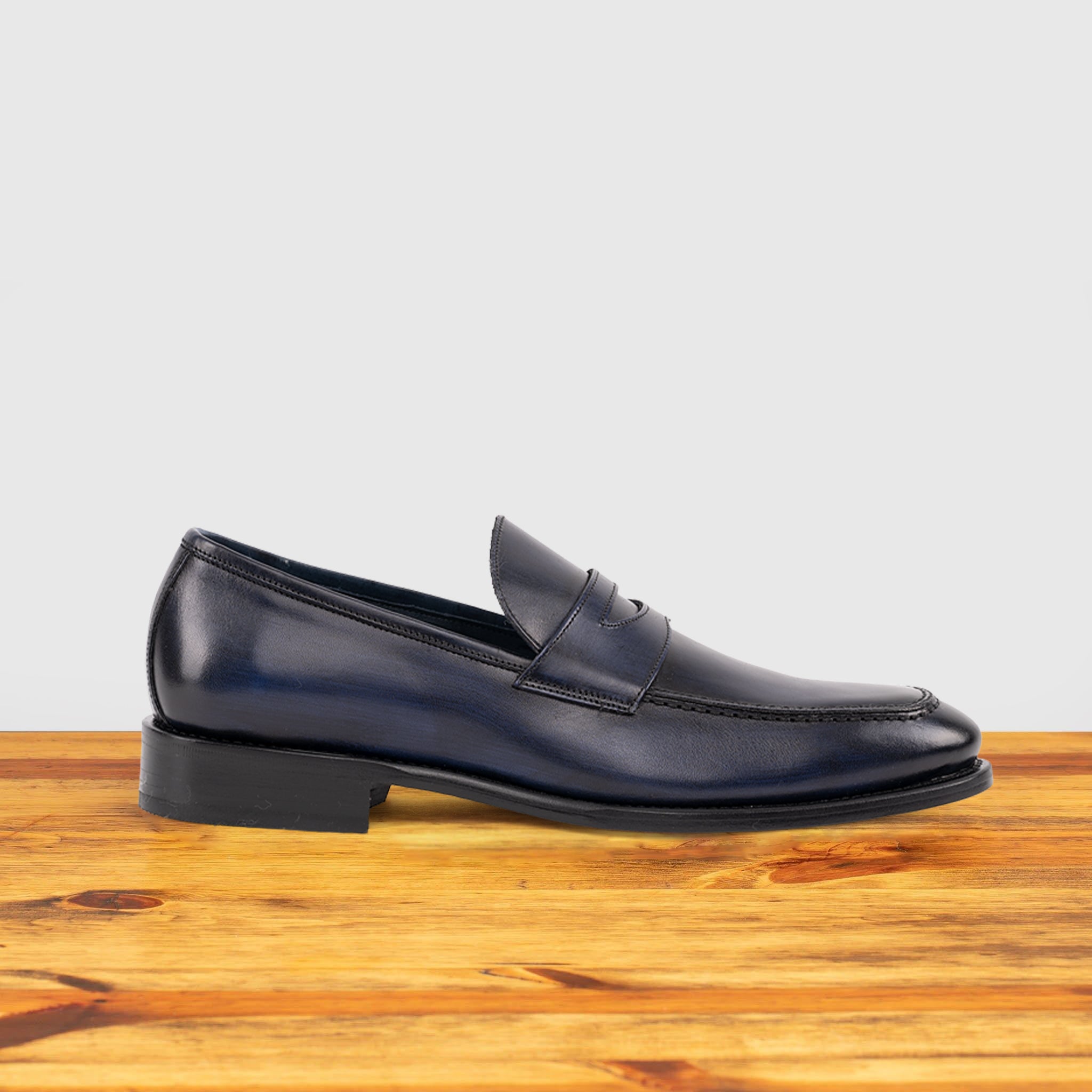 7730 Calzoleria Toscana Leather Dress Loafer Navy Blue Slip-Ons