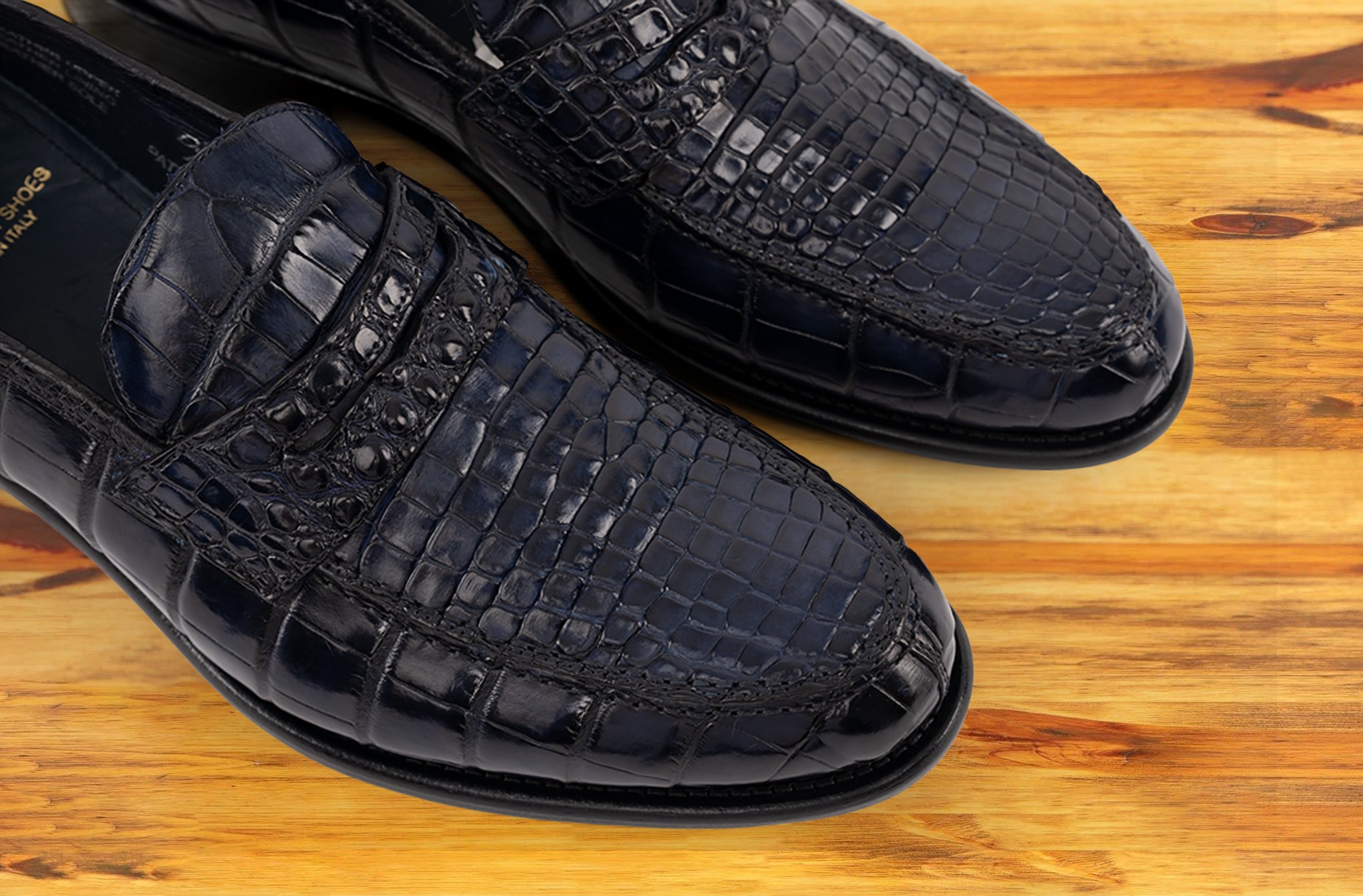 Izano Calzoleria Toscana Dip-Dyed Men's Nile Crocodile Dress Loafer