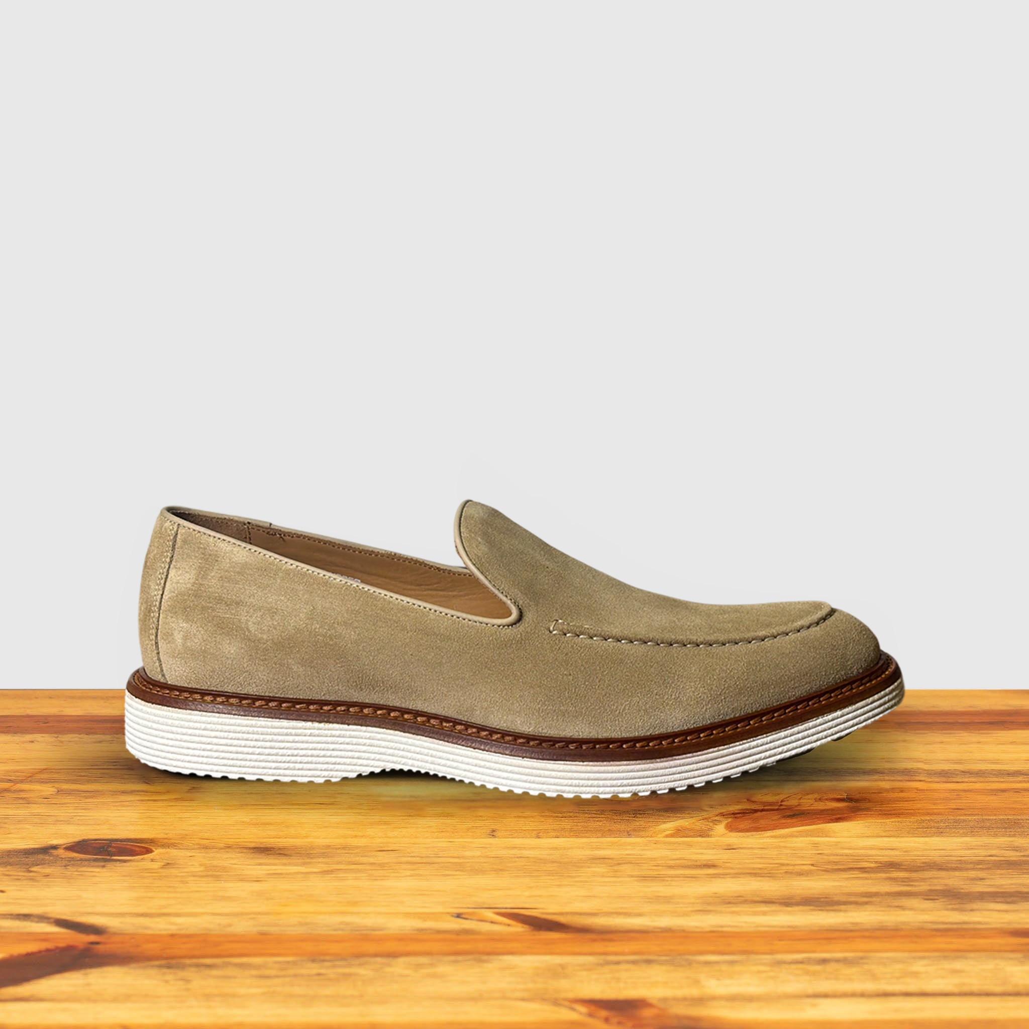 Calzoleria Toscana Riola Velour Suede Venetian Loafer Cream