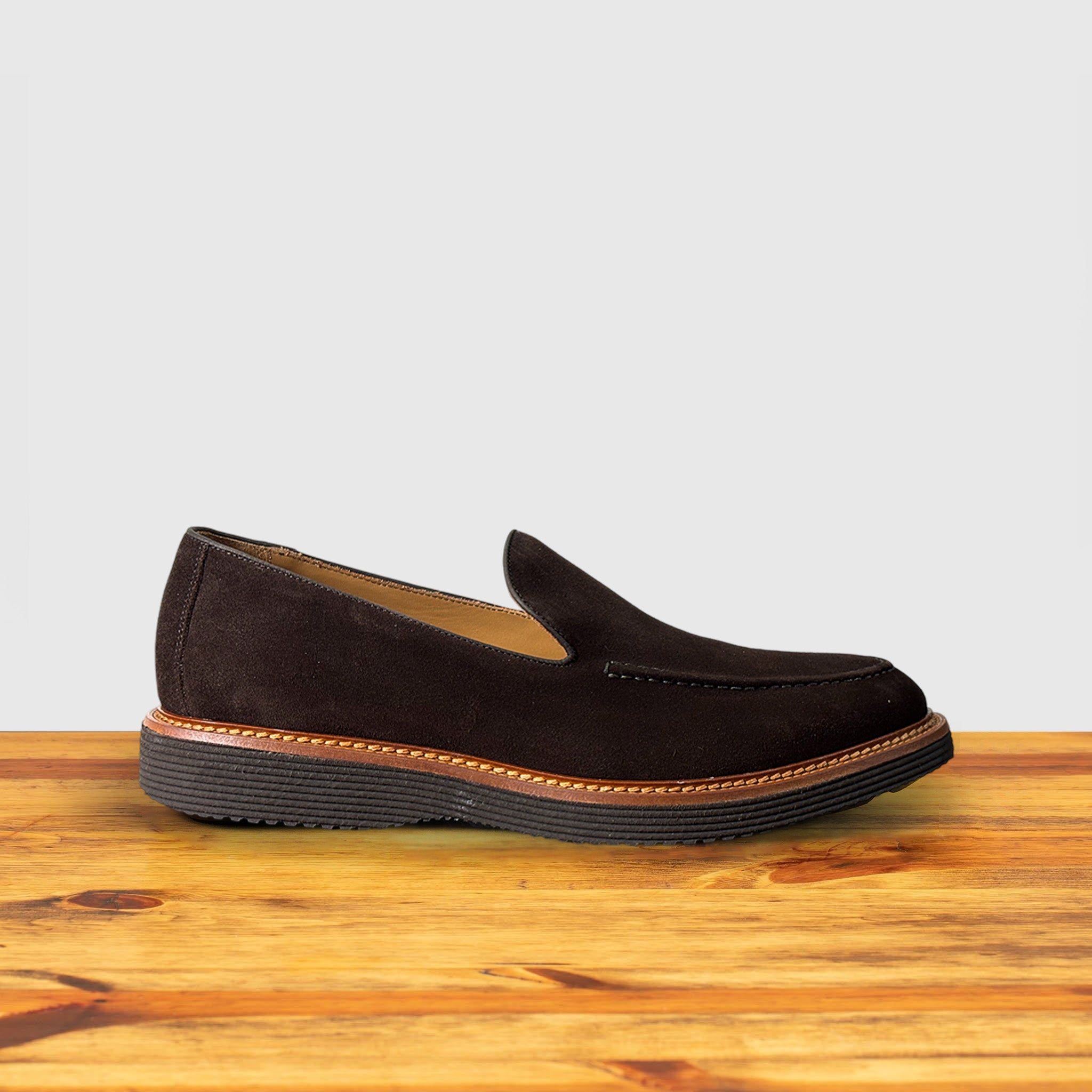 Calzoleria Toscana Riola Velour Suede Venetian Loafer Chocolate Brown