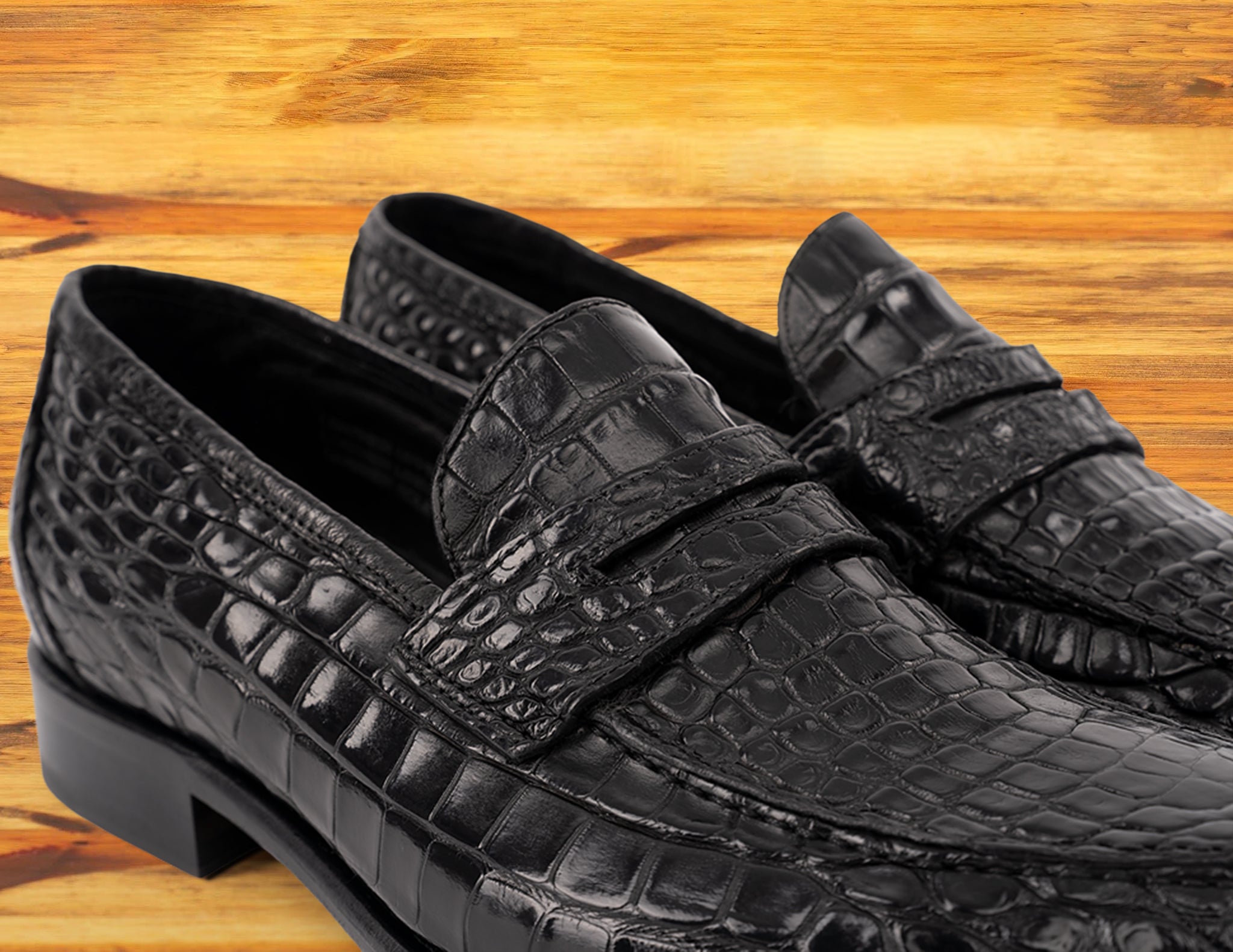 Izano Calzoleria Toscana Dip-Dyed Men's Nile Crocodile Dress Loafer