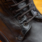 Up close picture of the 6 eyelet of the 3236 Calzoleria Toscana Dark Brown Shearling Boot