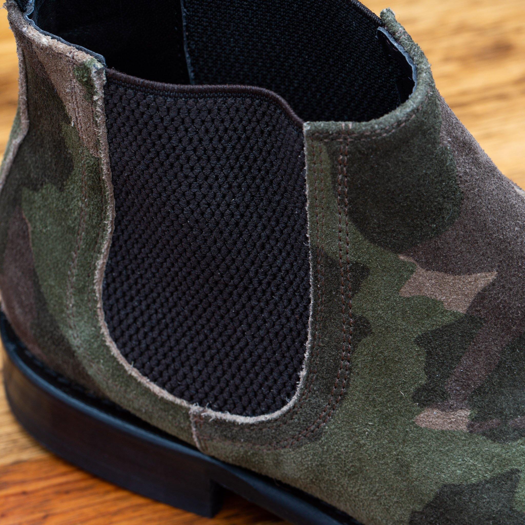 Up close photo of the side gore of  D681 Calzoleria Toscana Posta Donna Boot in Camoflauge