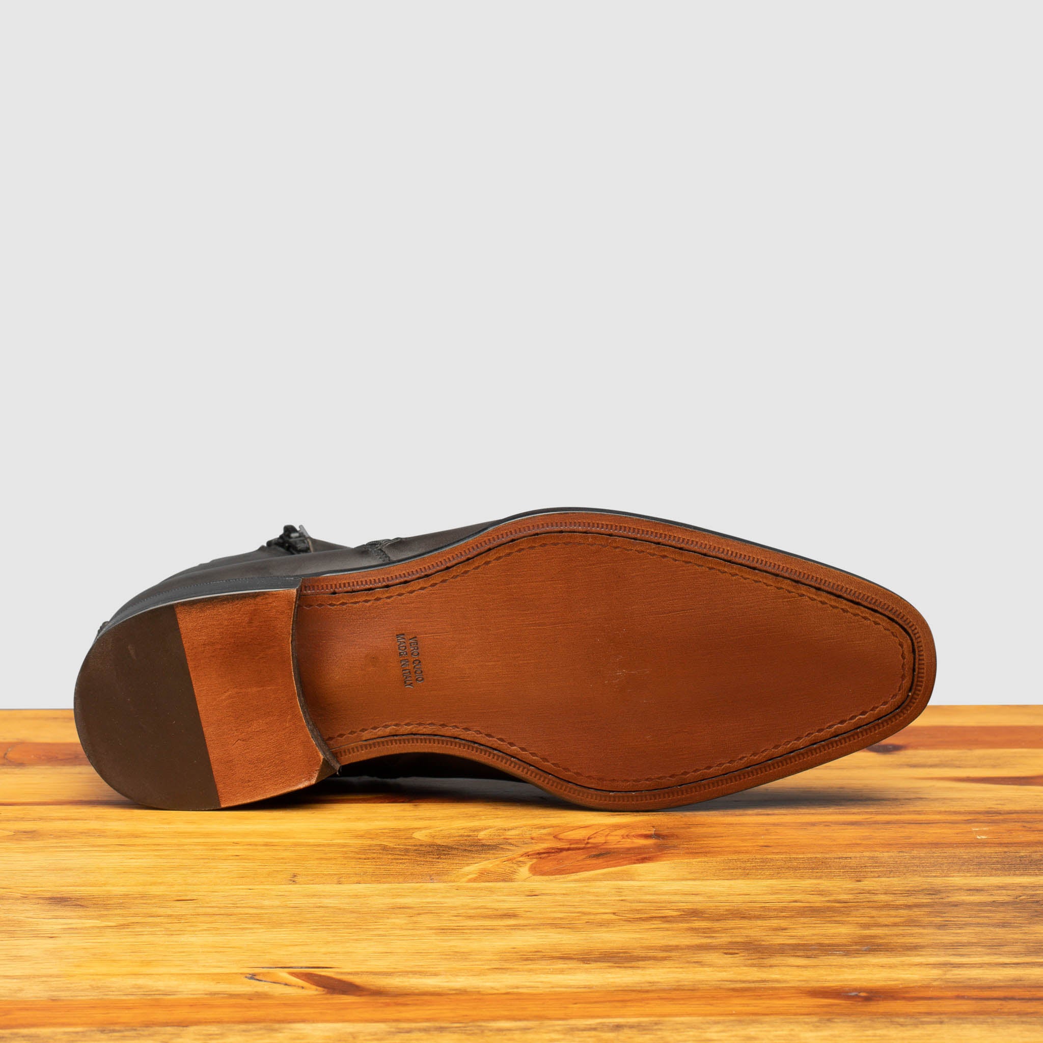 Full leather outsole of Q337 Calzoleria Toscana Stone Onice Double Zipper Boot