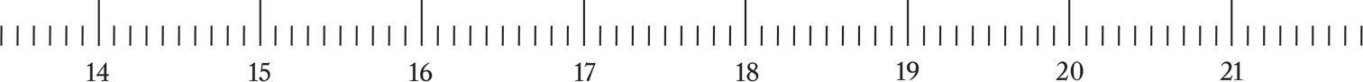 Ruler showing US men's shoe sizes 14 through 22, illustrating Calzoleria Toscana's extended size range.