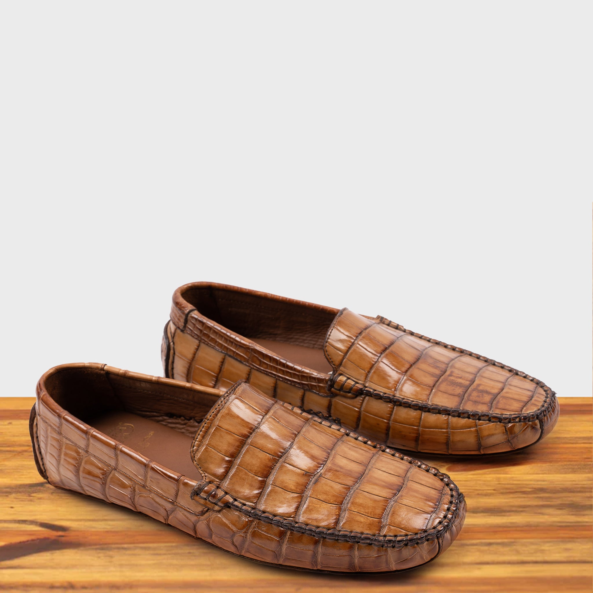 calusari カルサリ ロンT XL numb sand espyone 5124 Calzoleria Toscana Men's Nile Crocodile Driver - Toscana USA