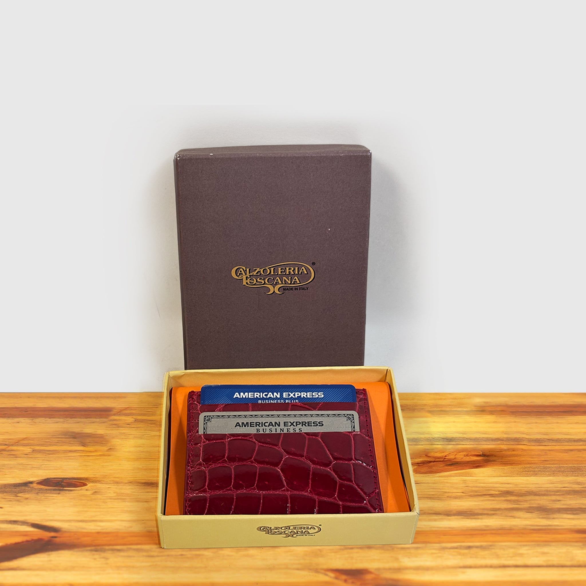 Calzoleria Toscana Kang Crocodile Credit Card Holder - Toscana USA