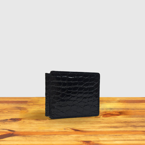 Calzoleria Toscana Beid Crocodile Money Clip Wallet - Black