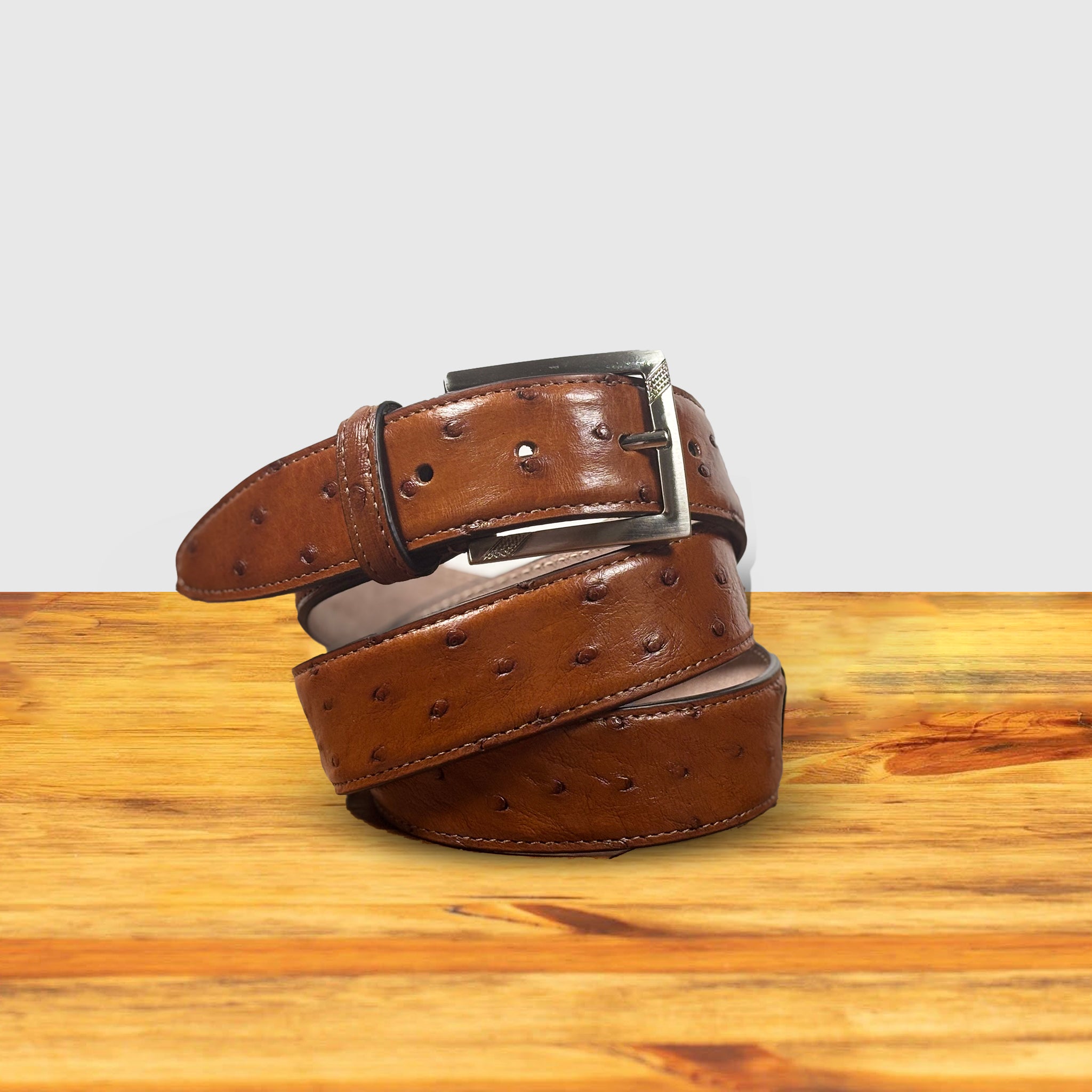 C1450 Genuine Ostrich Belt – Calzoleria Toscana, Cognac / 42
