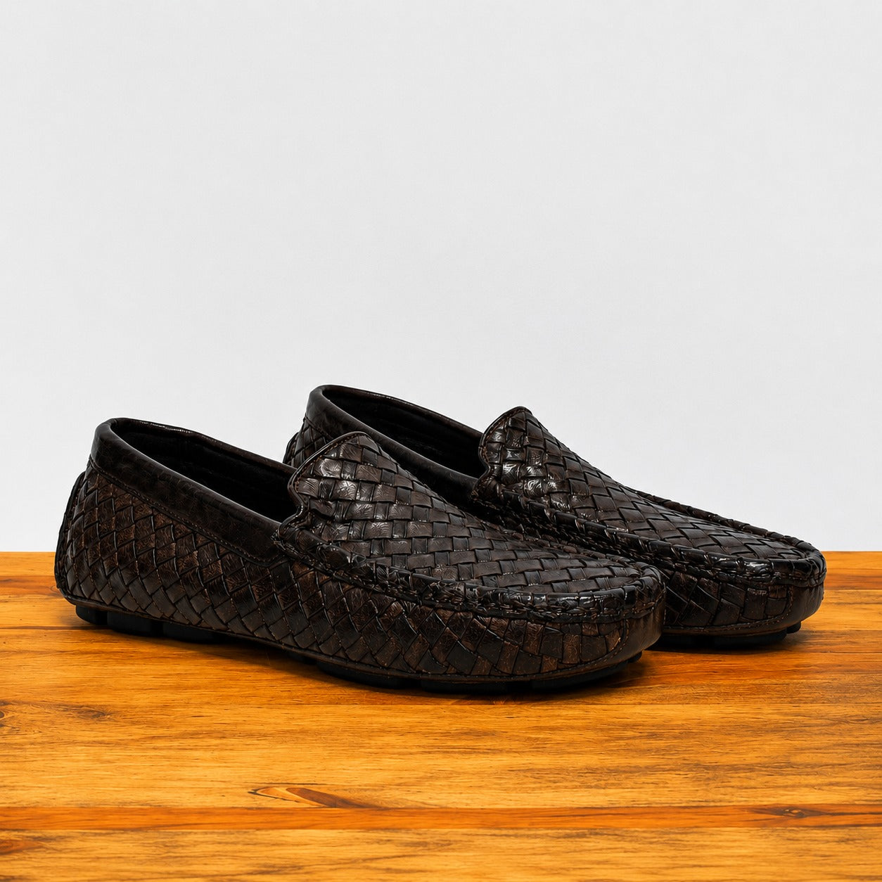 E945 Woven Leather Driving Shoe – Calzoleria Toscana - Toscana USA