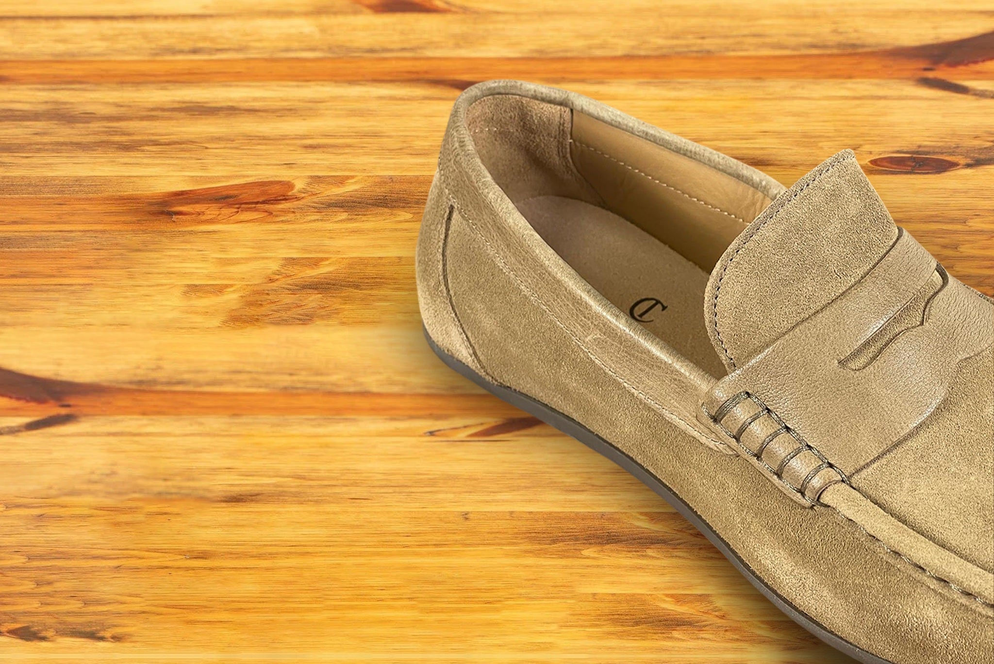 Rope loafer shoe on a wooden surface