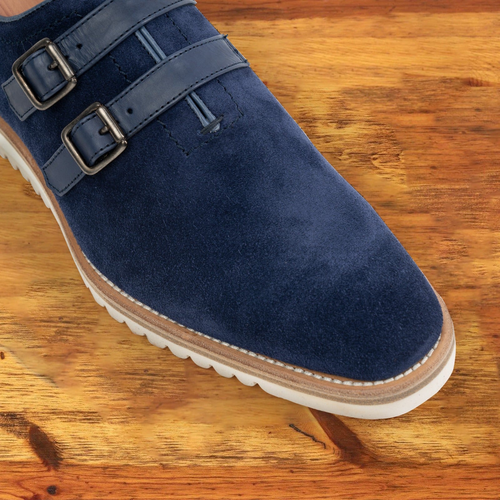 Q982 Calzoleria Toscana Velour Suede Double Strap Dress Shoe