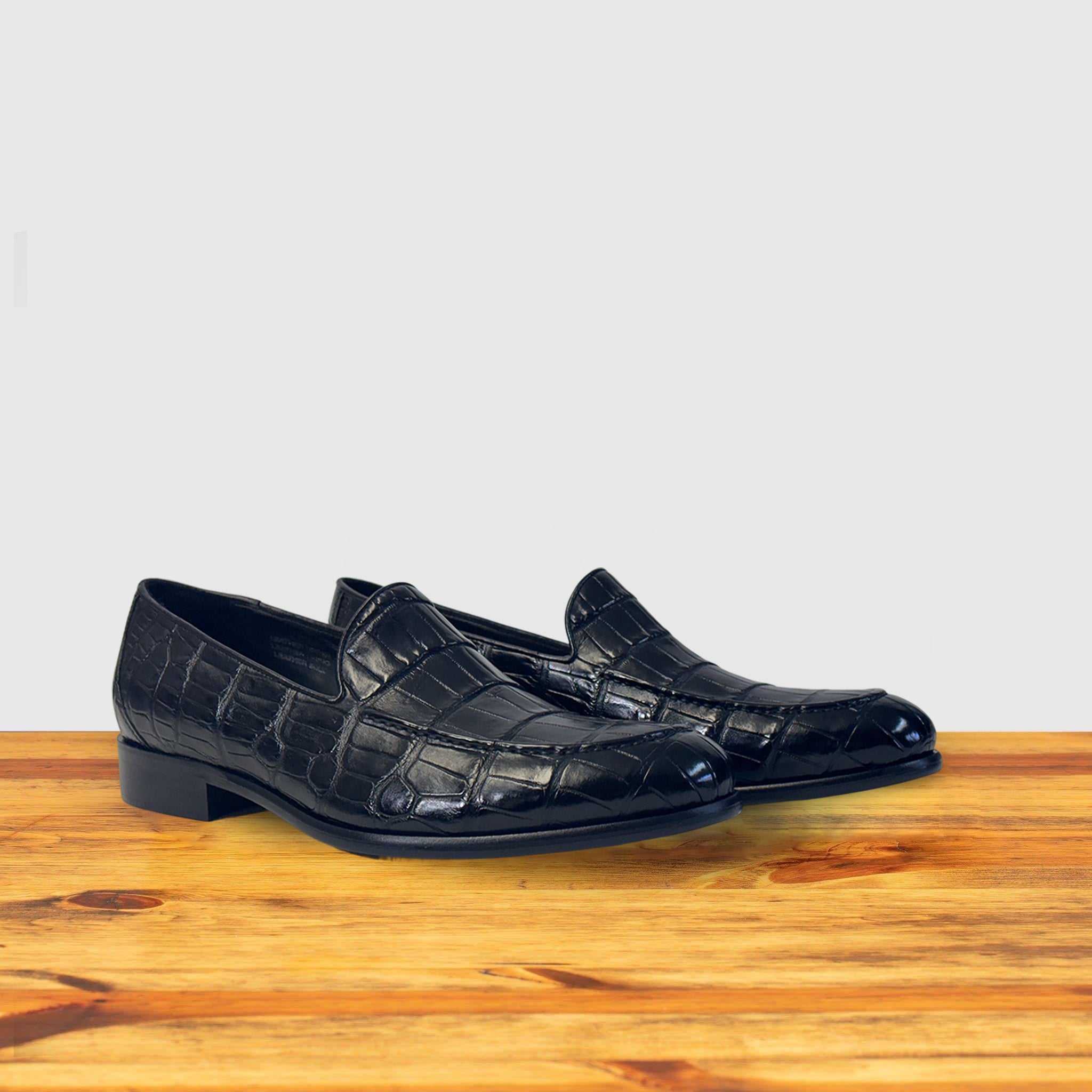 フェローズ　インディゴ42XL Calzoleria Toscana Penta Dip-Dyed Wholecut Crocodile Loafer