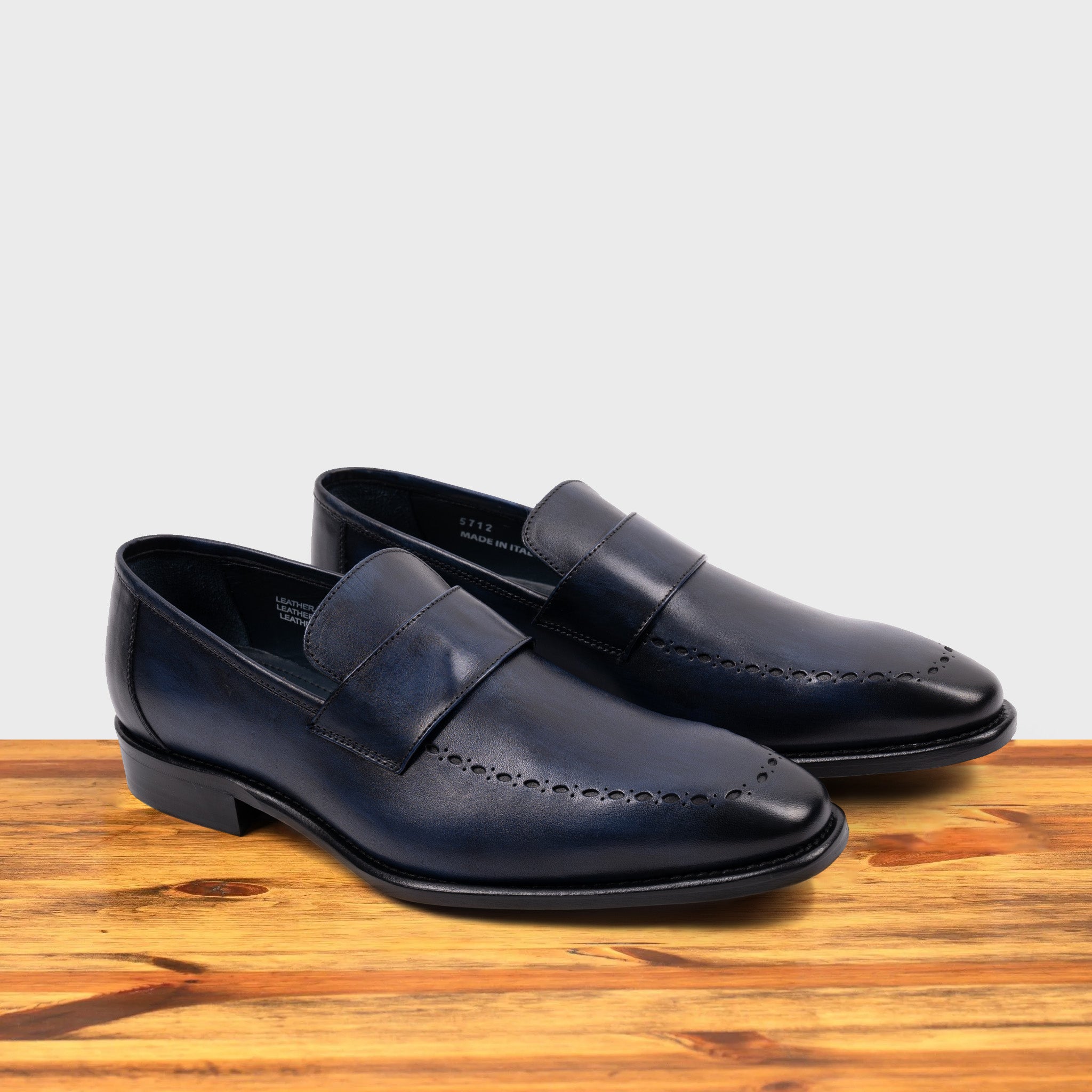 5712 Leather Dress Loafer – Calzoleria Toscana, Blue / 47 EU