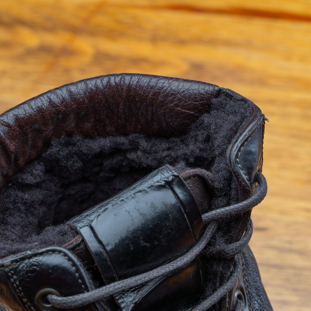 Top part of the 3236 Calzoleria Toscana Dark Brown Boot showing the shearling