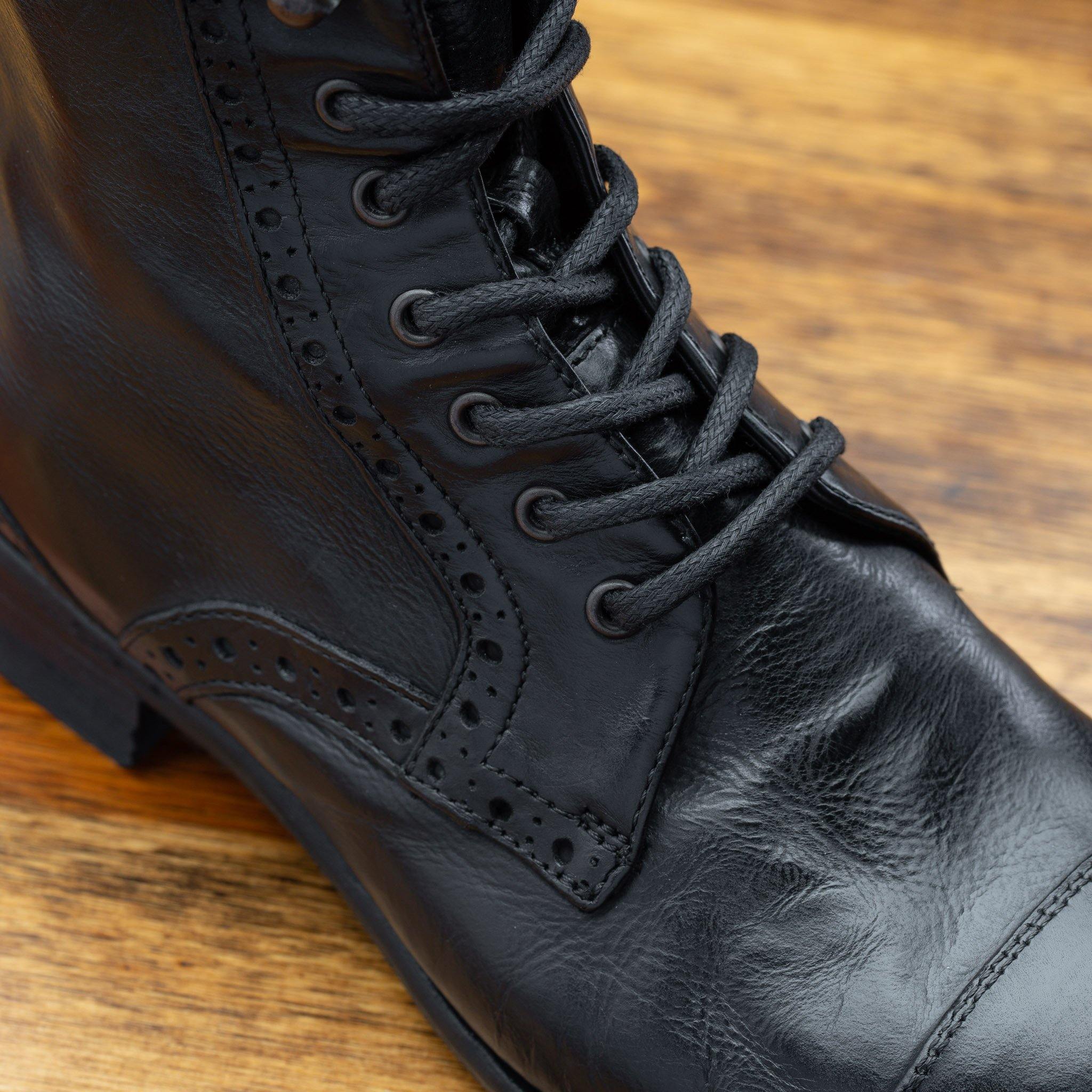 Up close picture of the 6 eyelet of 7149 Calzoleria Toscana Women's Black Dip-Dyed Diver Combat Boot