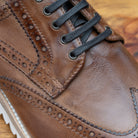 Up close picture of the vamp showing the 5 eyelet of Q399 Calzoleria Toscana Cerris Agos Wingtip Blucher